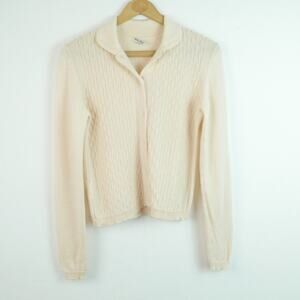 Miu Miu Wool Cardigan Size 38 2 Peter Pan Collar Textured Knit Twee Cream Preppy